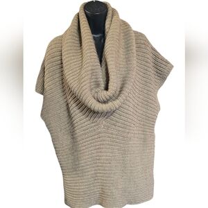LRL Wool Blend Chunky Knit Cowl Neck Sweater in Tan